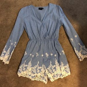 Blue Romper with Lace
